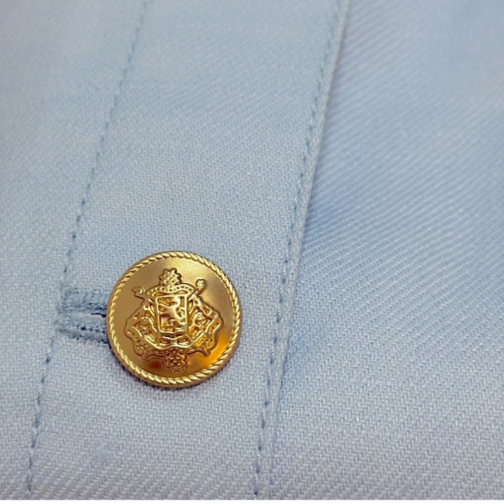 NWT J. Crew Light Blue Button-Frint Pencil Skirt no. 3 In Stretch Linen Blend - Picture 4 of 7
